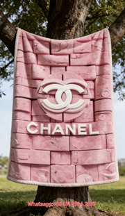 Chanel Pink Brick CC Logo Flannel Throw Blanket IMG_7054